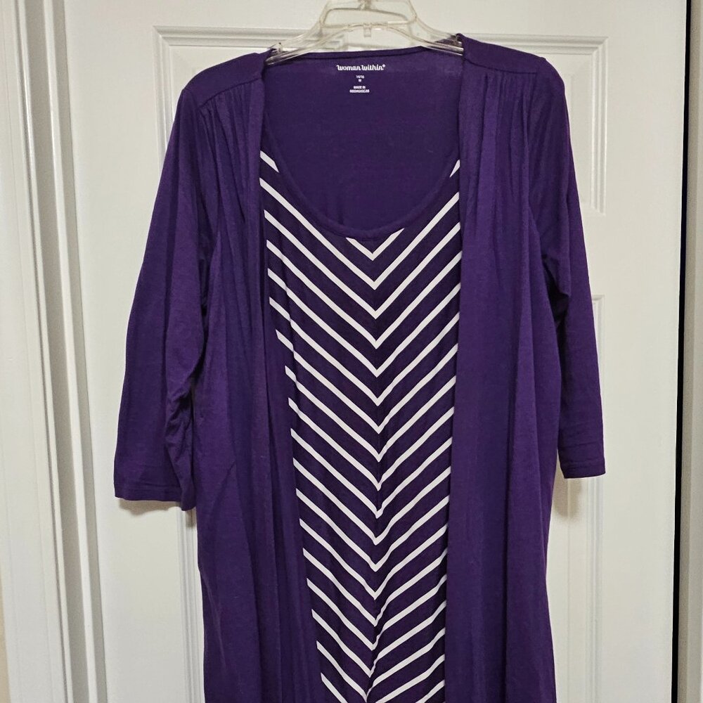 Woman Within Purple Stripe 2-in-1 Size 14/16 Plus